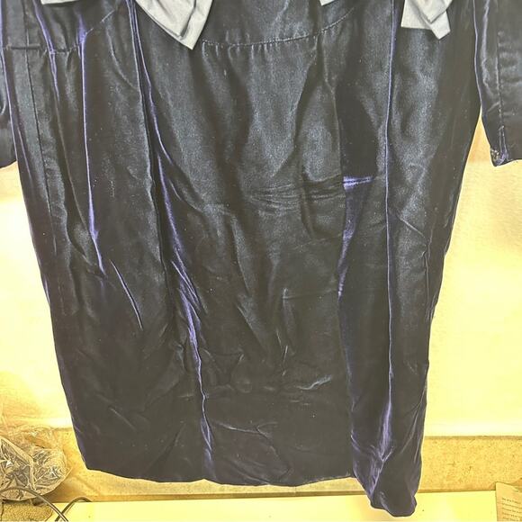 Morton Myles For The Warrens Navy Blue Velvet Long Sleeve Dress Size 10 - Picture 3 of 7